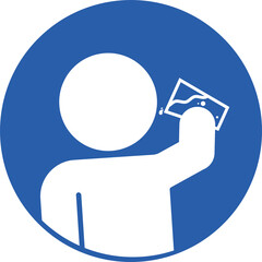 Blue circle sign man drinking water from a glass, used for health and medical graphic design elements