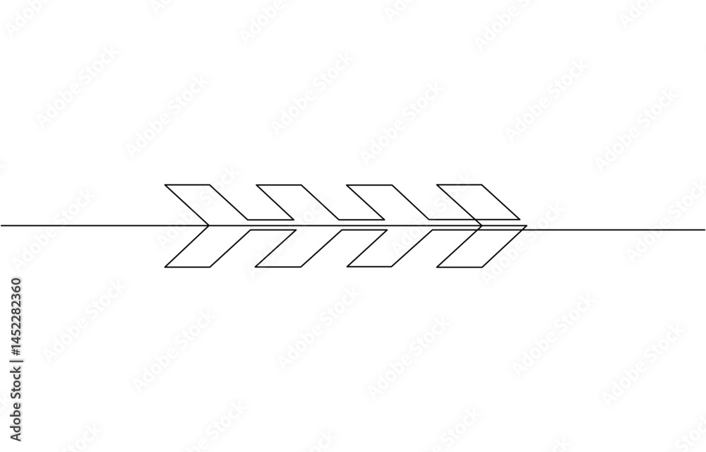 Poster continuous line drawing of chevron alignment right curve symbol, continuous line drawing of chevron 
