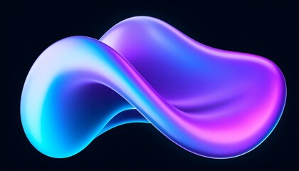 Abstract Blue Purple Neon Fluid Dynamic 3D Wave Design Art