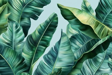 Tropical banana leaves pattern background illustration.