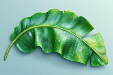 Fototapeta premium Detailed illustration of a vibrant tropical leaf against a pale background.