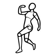 Human mannequin figure sketch dynamic walking pose illustration