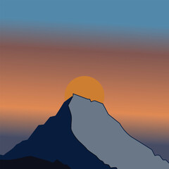 Sunset over Majestic Mountain Peak
