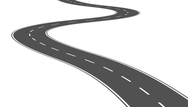 Simple png image of winding road on transparent background.