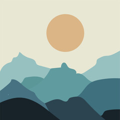Serene Mountain Landscape with Sun