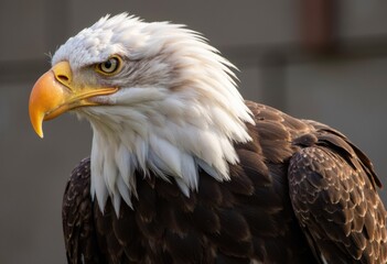 Obraz premium A majestic bald eagle showcasing its striking features and intense gaze