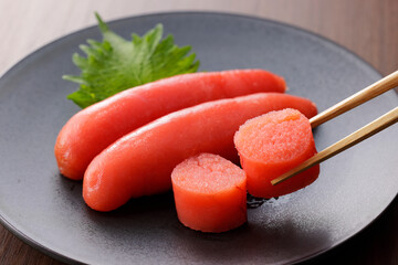 皿に盛った明太子