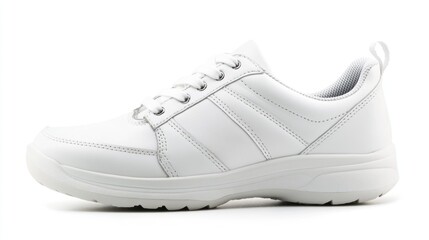White athletic shoe with supportive sole