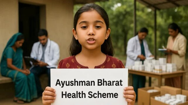 Child-centric awareness event on ayushman bharat health scheme at community center
