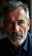 Fototapeta premium Portrait of a Mature Man with Gray Hair and Beard