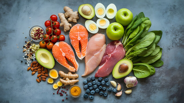 Healthy Eating A Colorful Guide to Balanced Diet with Fruits, Vegetables, Protein, and Healthy Fats