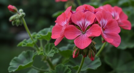 Fototapeta premium Closeup of Pink and White Geranium Blossoms