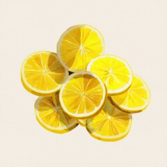 Fototapeta premium Watercolor Lemon Slices Still Life - Bright Yellow Citrus Fruit Illustration for Summer Recipes, Refreshments, and Healthy Eating Concepts