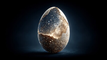 Cosmic Egg: A Universe Encapsulated Within a Cracked Ovoid Form