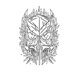 Ethereal Skull: A Graphic Line Art Interpretation of Mortality and Mysticism