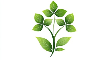 Obraz premium Vibrant green leaves cluster on a stem