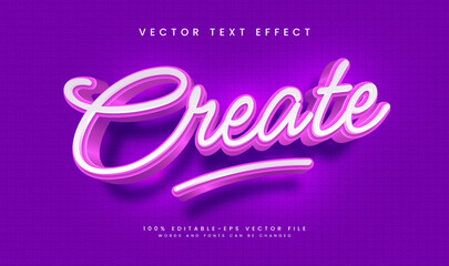 3D text effect design, purple pink, editable vector file.