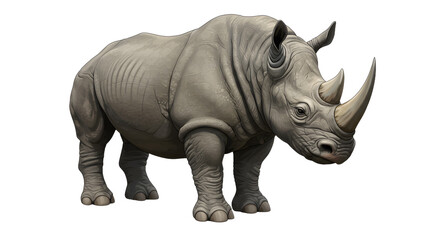 Obraz premium Rhino Standing Still on White Background