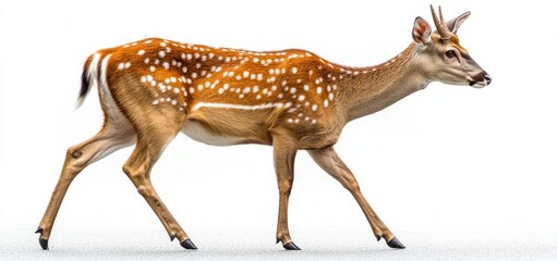 Fototapeta premium Axis Deer in Motion: A Captivating Wildlife Portrait
