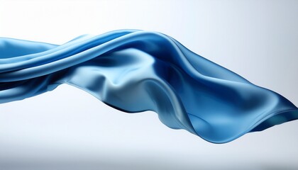 Flowing Blue Silk Fabric, Smooth Texture, Elegant Drape, Soft Waves, Luxurious Material, Gentle Curv