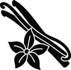 Black and white vanilla beans with star anise illustration