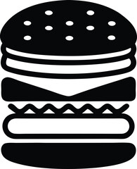 Monochrome hamburger illustration detailed vector graphic ready for use