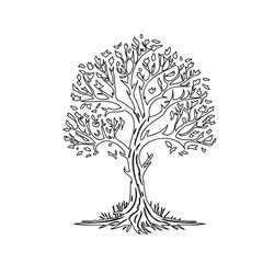 Naklejka premium Stylized tree illustration on white canvas, minimalist vector design of nature