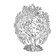 Abstract symmetrical tree illustration embodying nature's resilience and growth