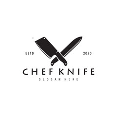 Chef knife logo. Knife icon illustrasion. Logo for business, restaurant, butcher shop, brand and knife shop.