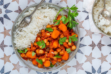 Chickpea and carrot tagine with rice