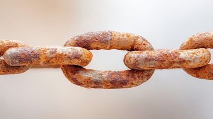 Fototapeta premium A close-up of a rusty metal chain showcasing its texture and wear