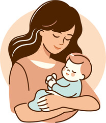 Mom and Baby Vector Silhouettes