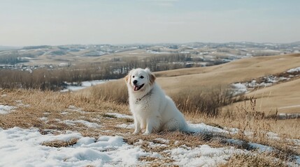 Obraz premium Majestic Mountain Dog: A Winter Wonderland