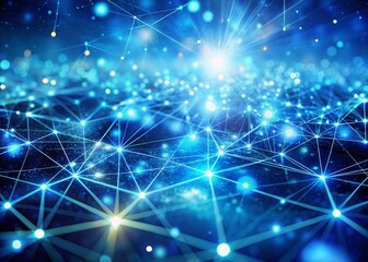 Fototapeta premium Futuristic Digital Network Connection: Glittering Light Blue Abstract Background