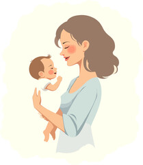 Modern Mother Figures in Vector Style
