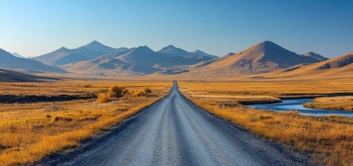 Serene Autumnal Road Trip: A Journey Through Golden Landscapes and Majestic Mountains