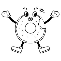 donut character illustration hand drawn outline vector