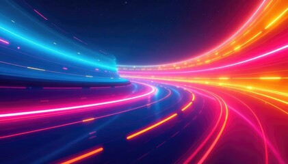 Abstract swirls of vibrant colors creating a dynamic race track , bright, speed