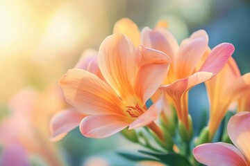 Fototapeta premium Orange freesia flower flowers nature petals.