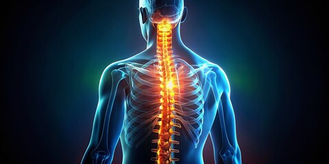 Glowing Human Spine Silhouette: Energy & Body Interconnection