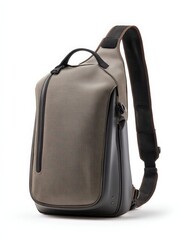 Sleek modern backpack with ergonomic design, set against a minimalistic urban backdrop