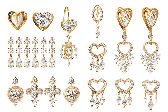 Pair of earrings isolated on the white background