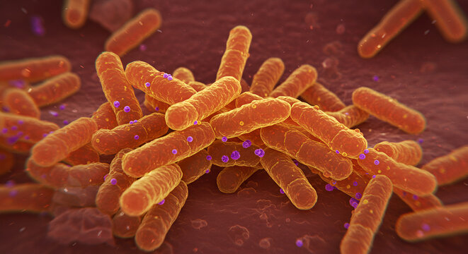 Pathogenic E. Coli Strain O157:H7 Under Magnification