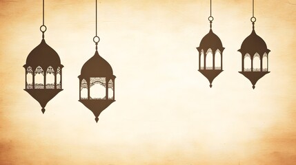 Obraz premium Elegant Islamic Lanterns Hanging Ramadan Eid Mubarak Background