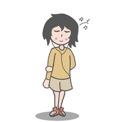 A girl listening to music.