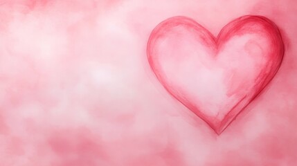 Obraz premium Delicate Watercolor Heart Illustration on a Soft Pink Background Perfect for Valentine's Day Cards or Romantic Designs