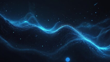 Digital Light Particles on Dark Abstract Terrain