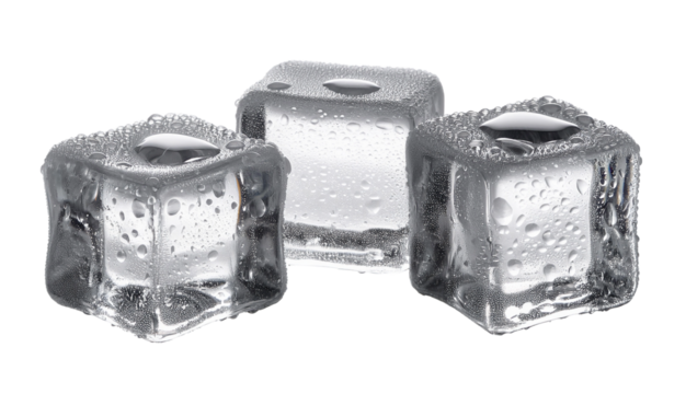 Close-up shot of melting ice cubes