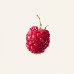 Single Raspberry on White Background - Fresh, Juicy, and Vibrant Fruit Still Life for Healthy Eating and Summer Concepts
