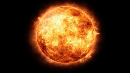 A vibrant representation of the sun showcasing its fiery surface and radiant energy. This image captures the essence of the sun, a vital source of light and life for Earth.